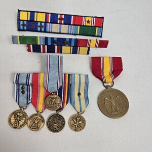 U.S. Air Force USAF 11 Ribbon‎ Bar Rack  6 National Defense Bronze Medals PINS